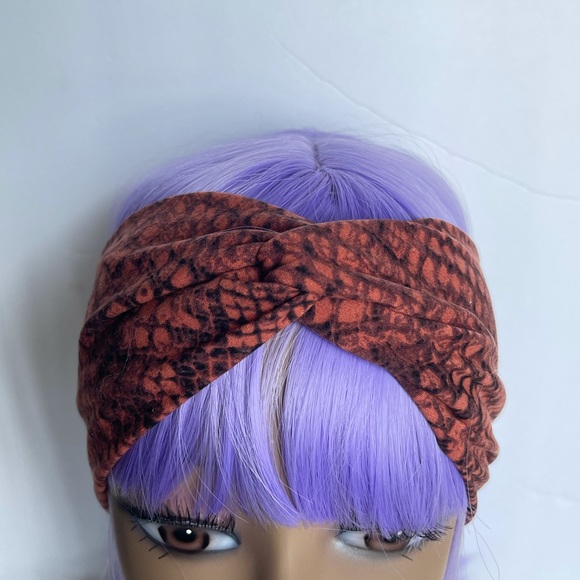 Orange & Black Snake Print Turban Headband - Picture 3 of 5